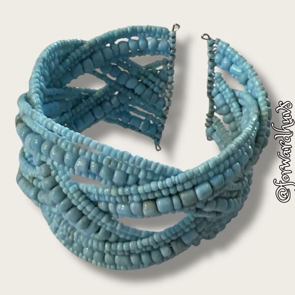 Bundle Sale 3 for $15 | Handcrafted Baby Blue Seed Bead Bracelet - Picture 6 of 7